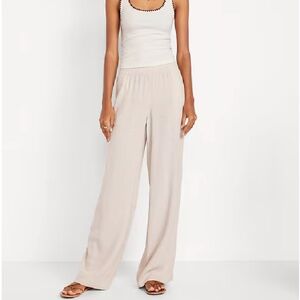 High Waisted Wide Leg Linen Blend Pants